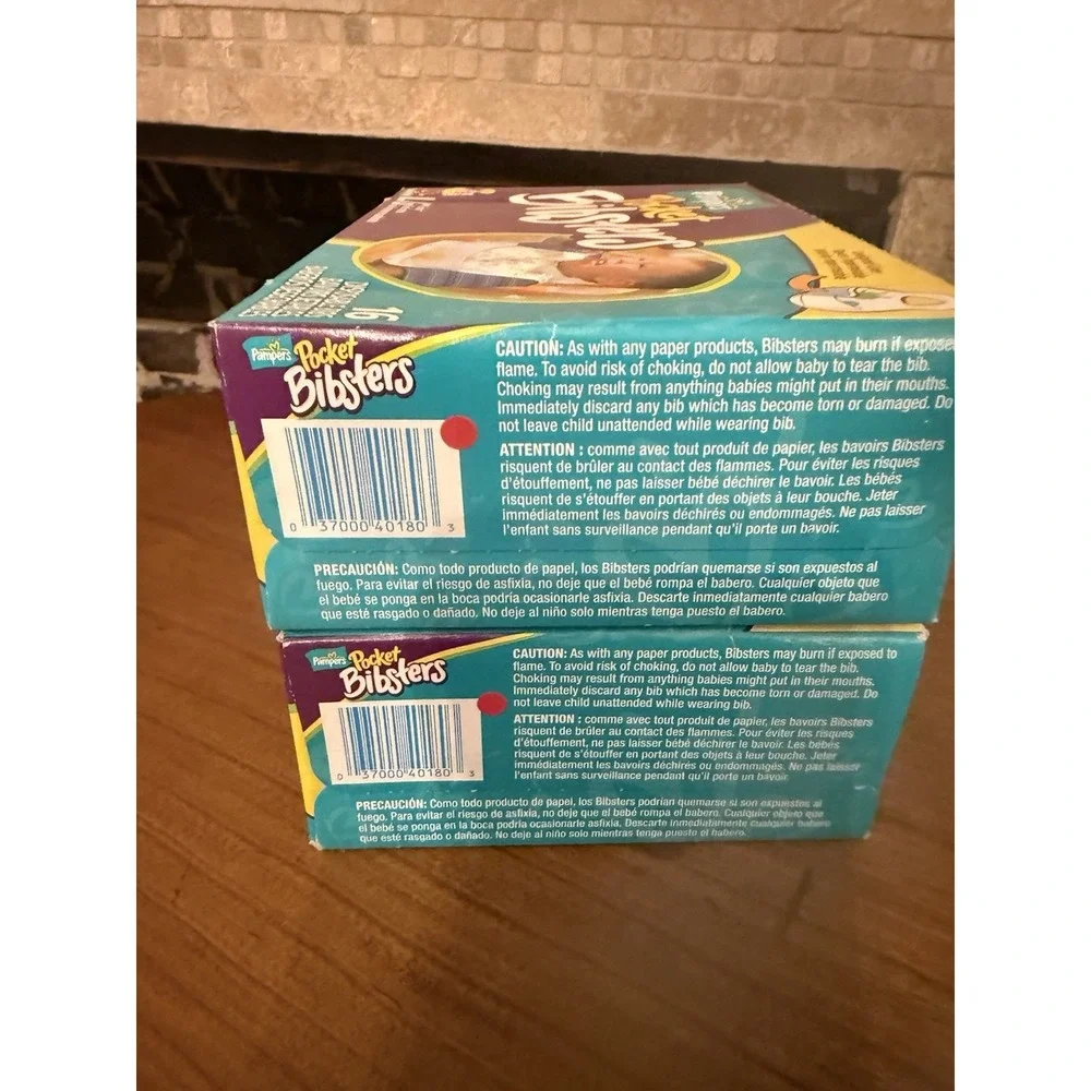 2 Boxes Bibsters Large Disposable Bibs New in Box. Pampers 16ct NOS Discontinued